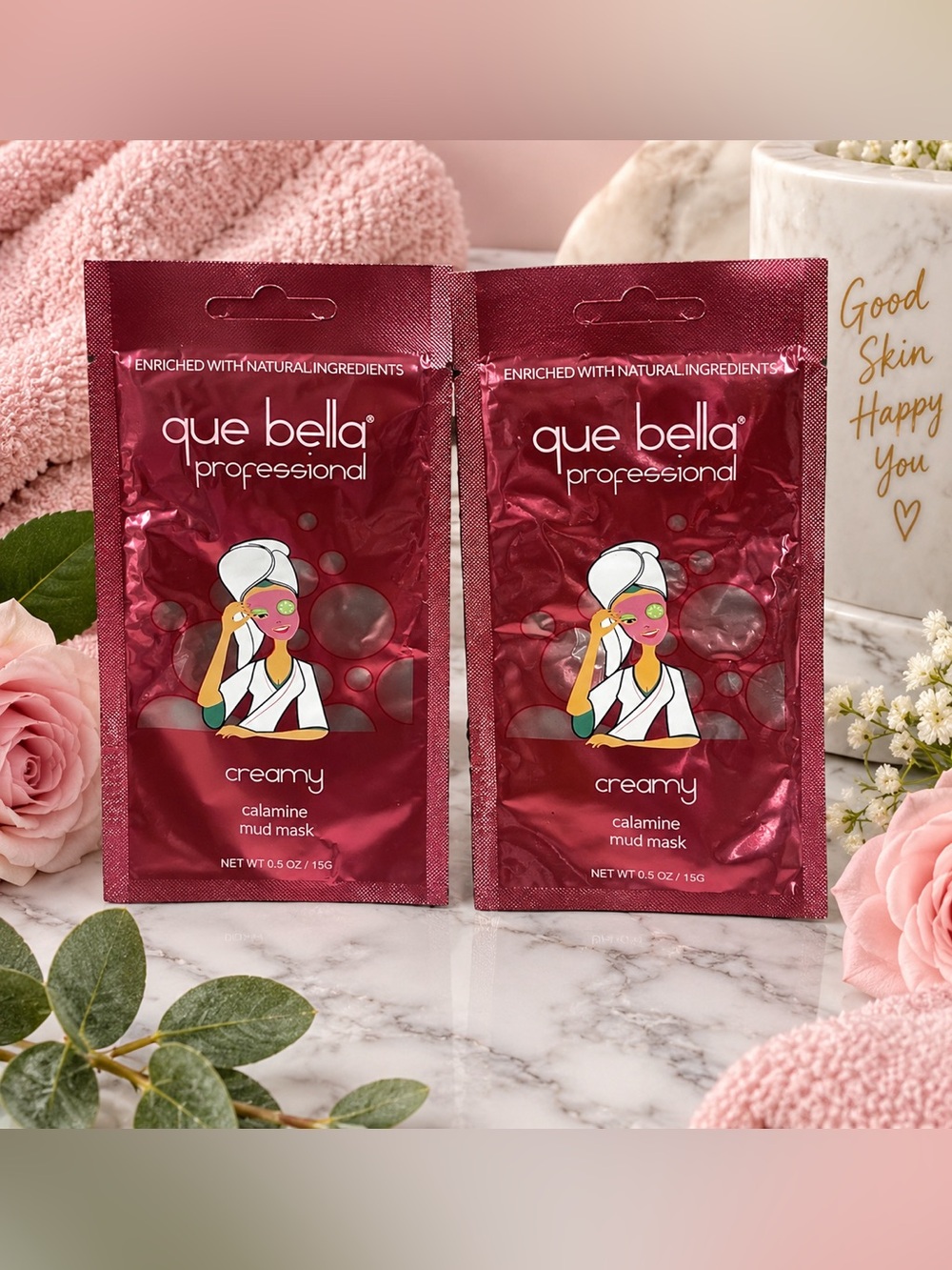Que Bella Professional Calamine Mud Mask 2-Pack New Sealed 1 oz